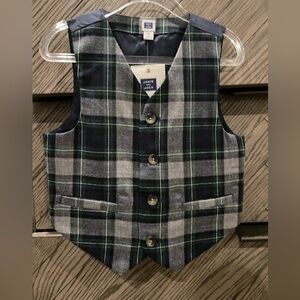 Janie & Jack Navy Blue Wool Tartan Vest